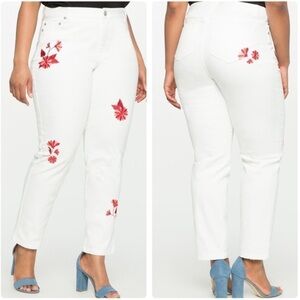 Eloquii jean embroidered women  24 white rodeo festival casual event Y2K  retro
